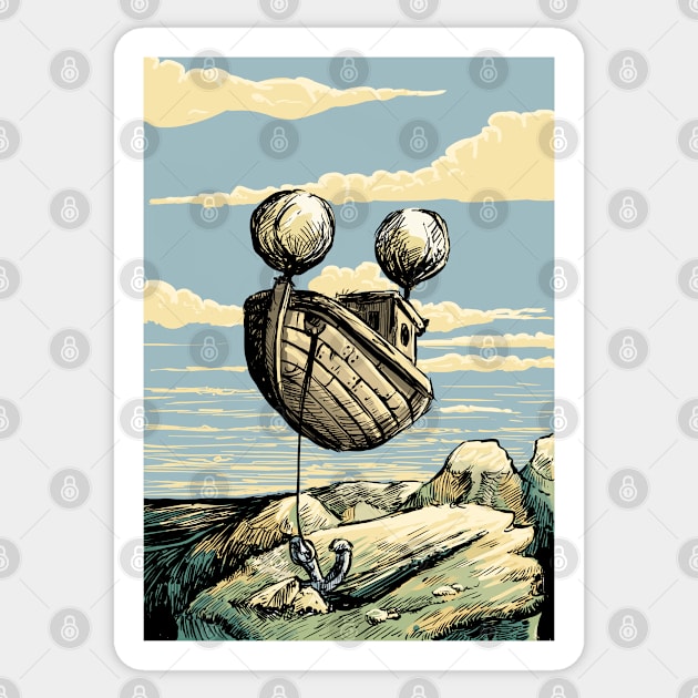 The flying ship to nowhere Sticker by stephenignacio